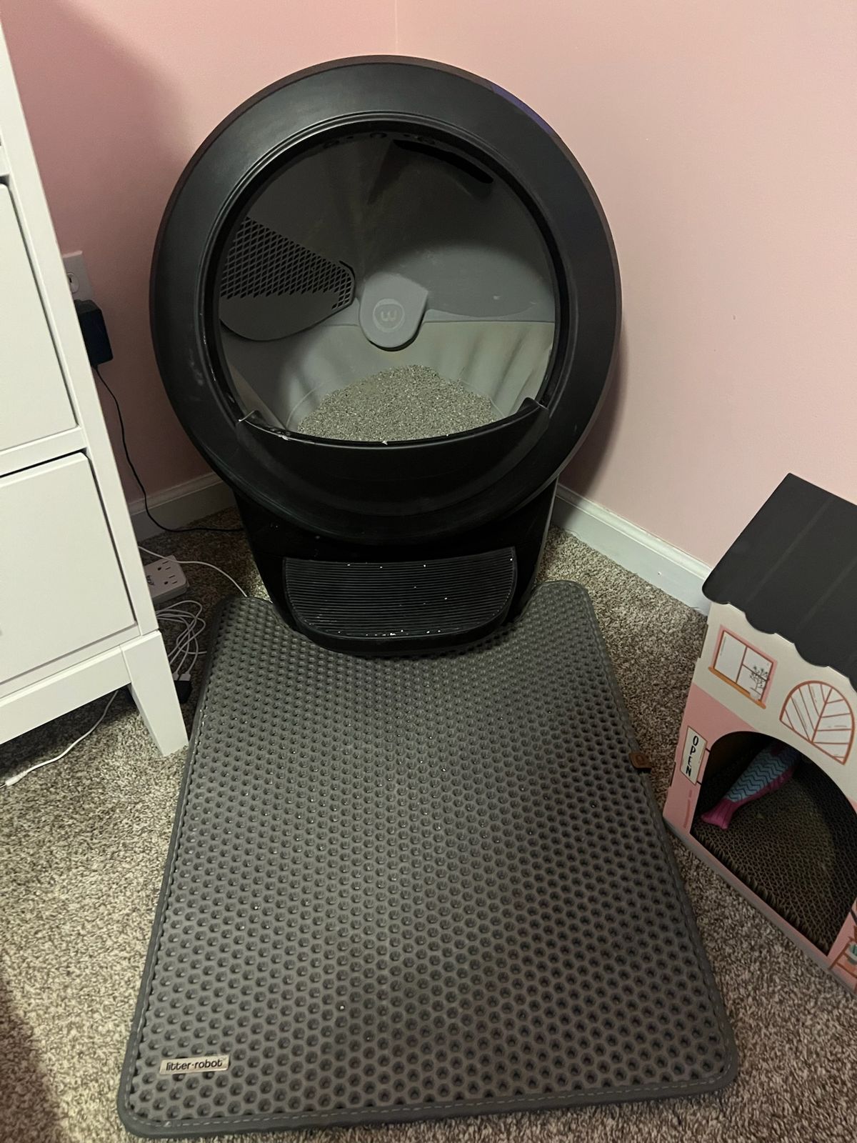 Litter box in the primary bedroom