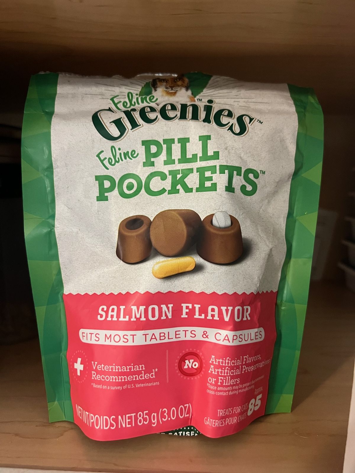Salmon pill pockets