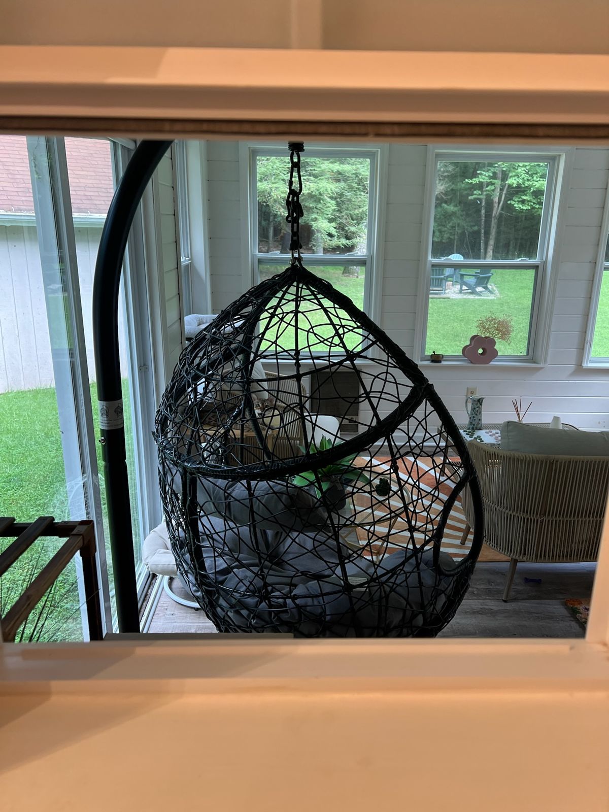 The sunroom seen from the bathroom